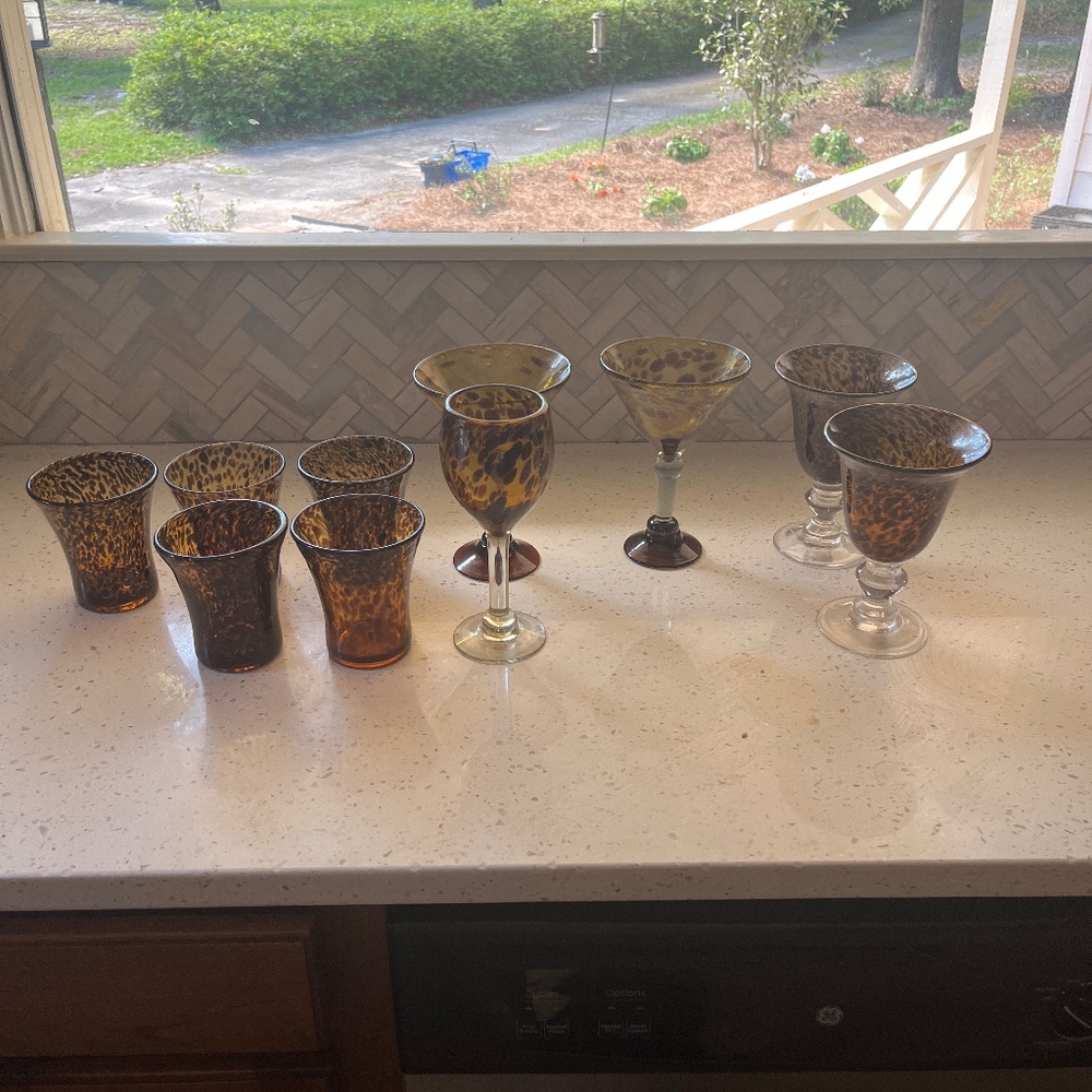 Tortoise Shell Hand Blown Glassware